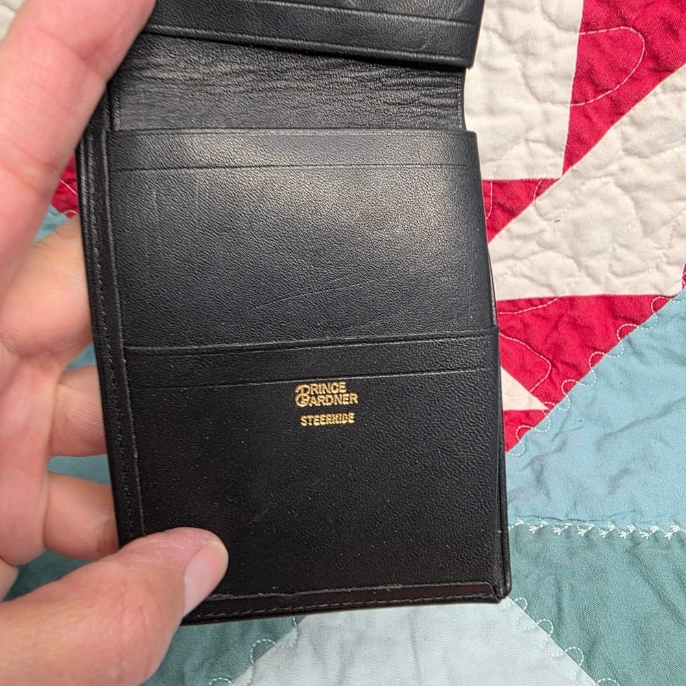 Prince Gardner Black Steerhide Leather Bifold Wallet Mens Accessory Classic